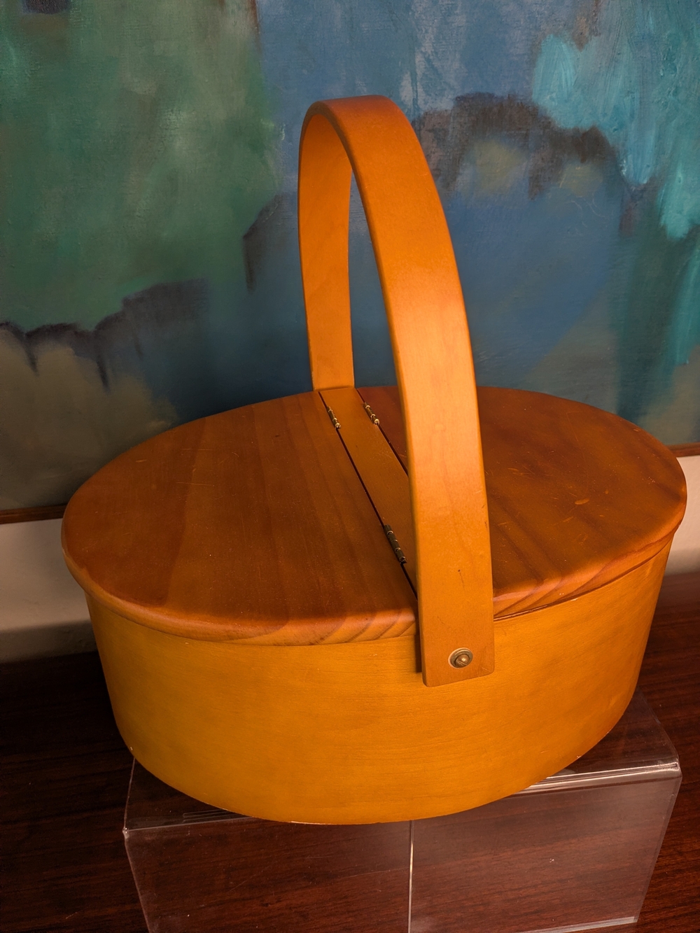 Classic Oval Wooden Sewing Basket - Brown Fall